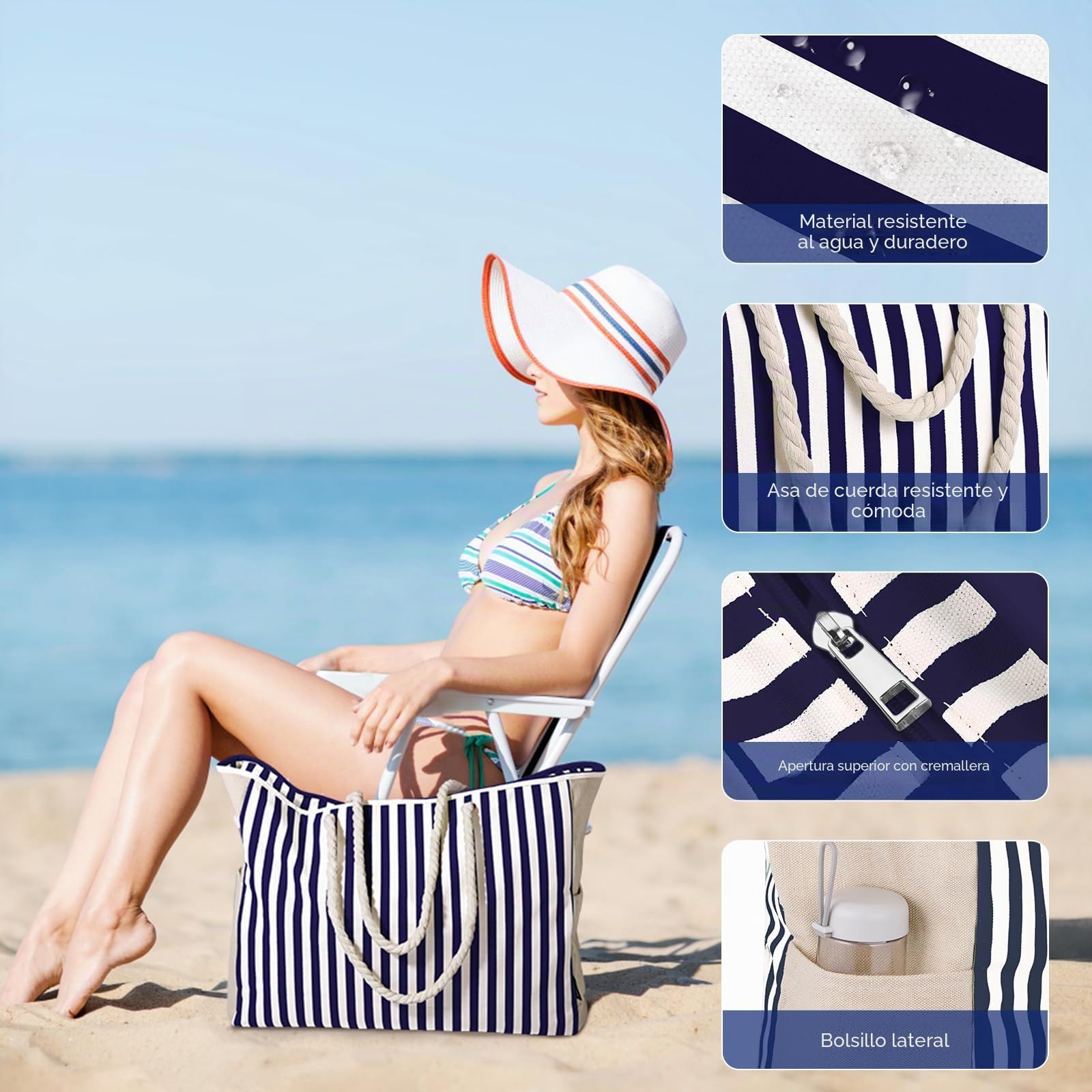 GAGAKU Bolsa de playa para mujer, XXL