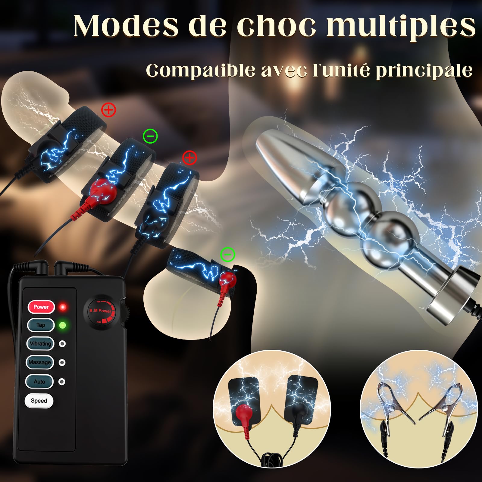 Plug Anal Électrique Pinces à Tétons Extreme Électrode Autocollant Appareil | Bondage Set d'électrostimulation Pour Femme et Homme