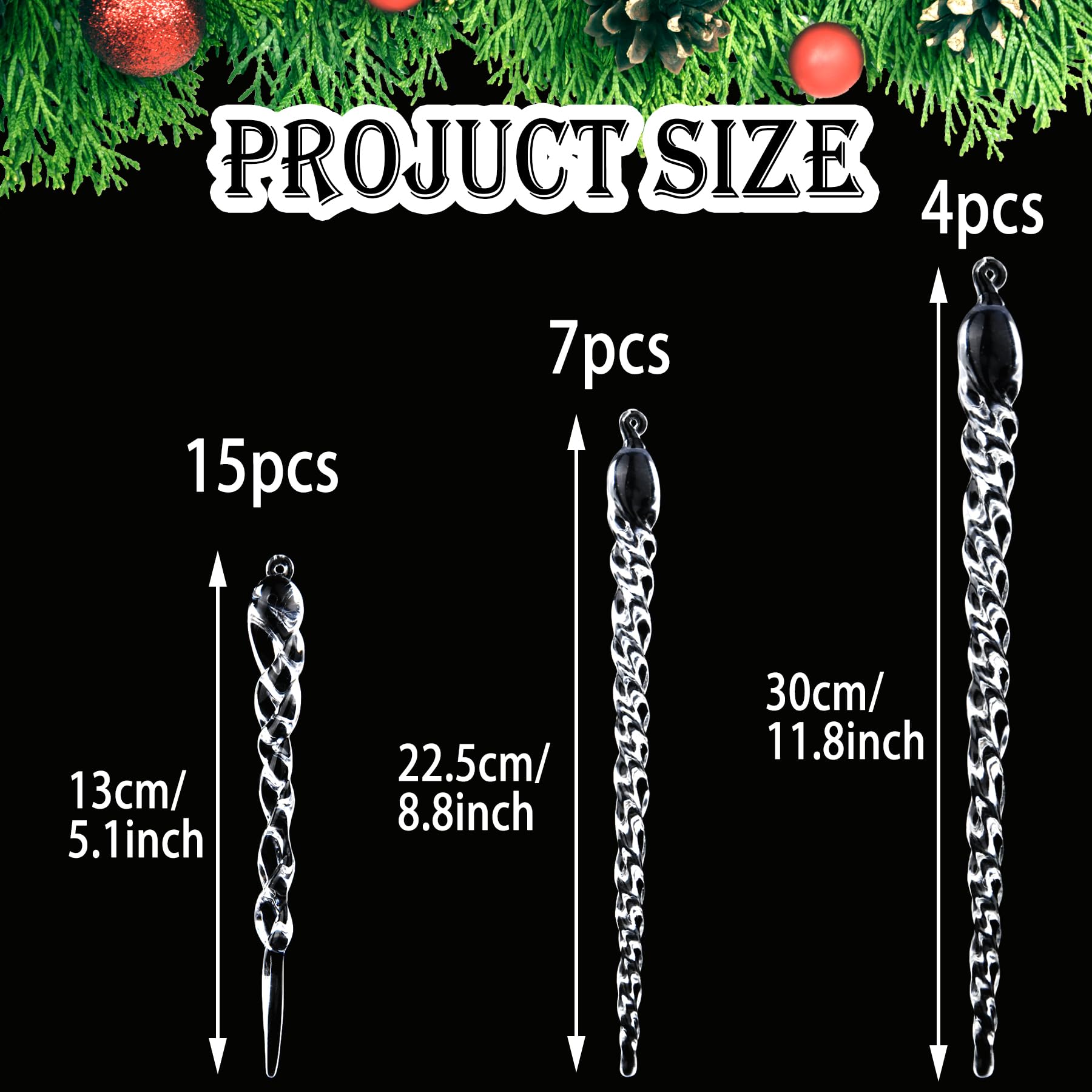 Amazon.co.jp: つららオーナメント26個 大型クリスマスプラスチック