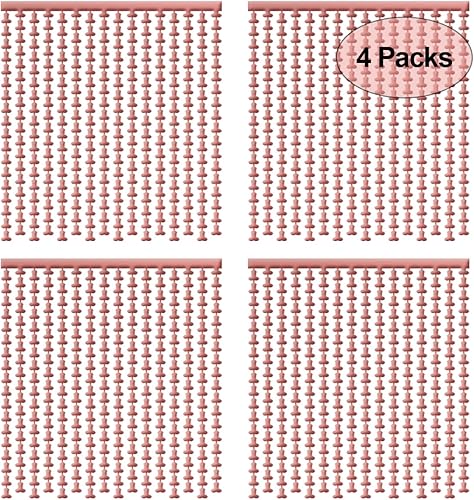 Decoraciones para despedida de soltera, paquete de 4 cortinas de aluminio con flecos de oro rosa de 3.3 x 6.6 pies, telón de fondo para cabina de