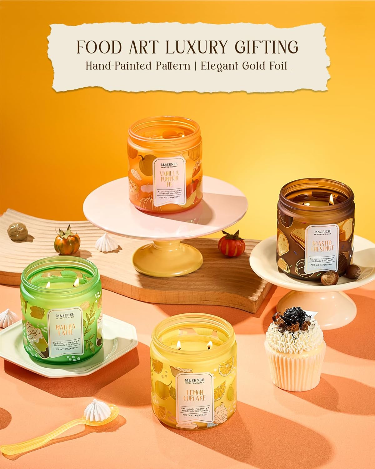 M&SENSE Christmas Candles Cinnamon Apple Scented, Soy Wax 11.6oz 70 Hours Long Lasting Burn, Holiday Candle for Kitchen Dining Room Fall Decor, Winter Relaxing Gifts for Women - Image 7