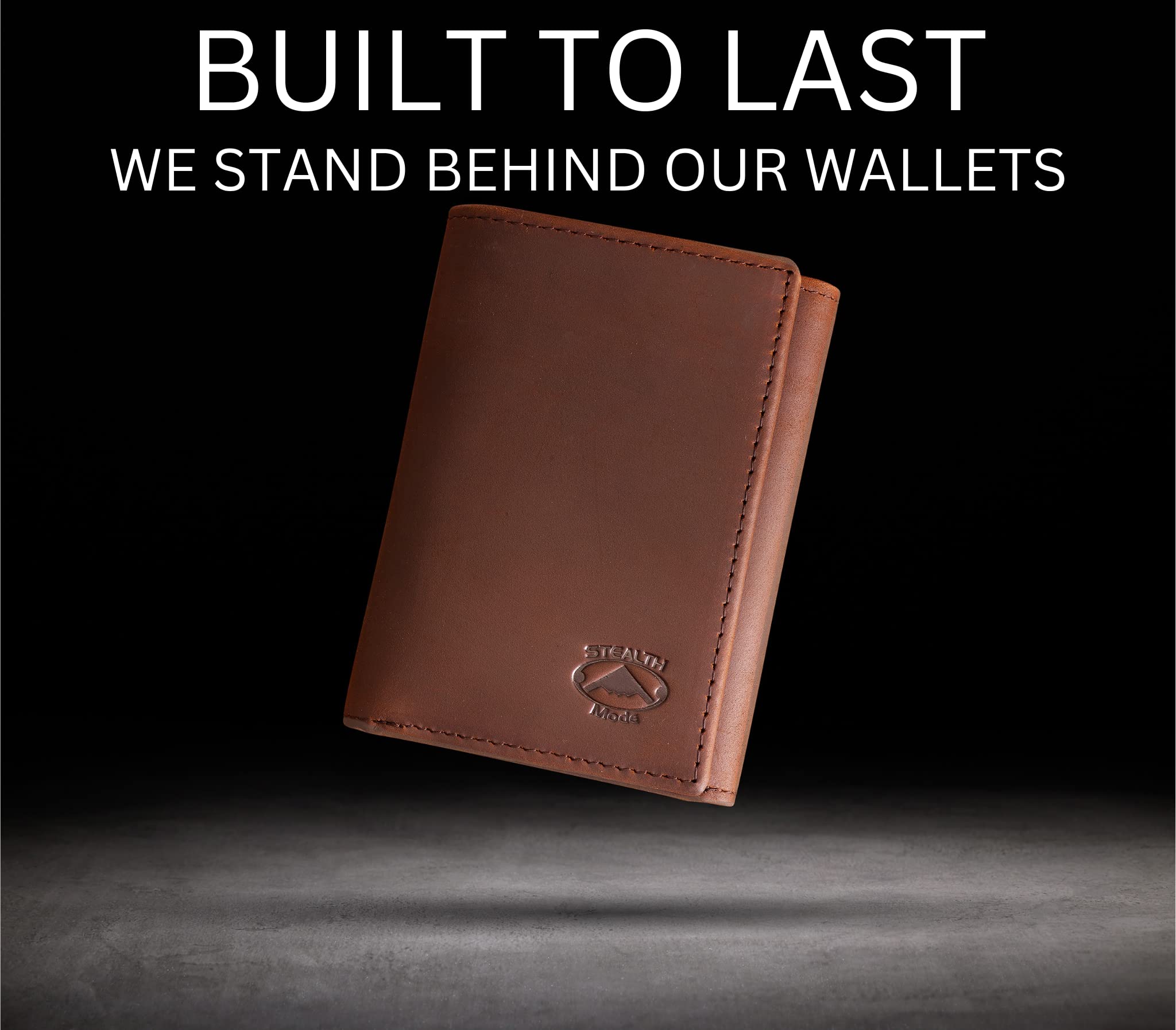 Billetera triple – Cartera con bloqueo RFID con soporte para identificación – Funda de cuero para dinero, tarjetas de crédito – Organizador para hombre, billetera dividida, protección de 7