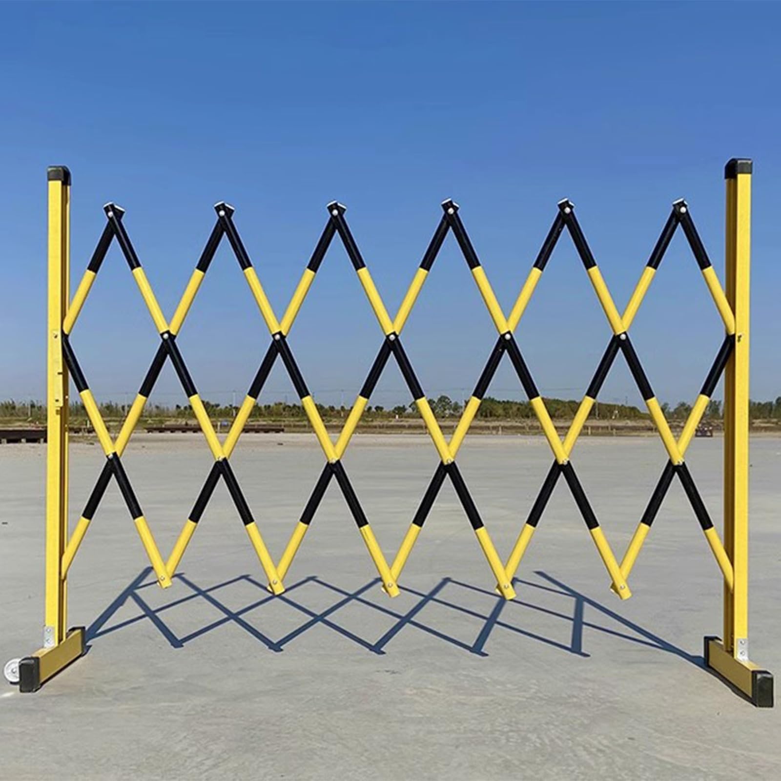 ASerZenith Expandable Mobile Barrier Traffic Fence, Adjustable Traffic Fence Retractable Driveway Gate Flexible Mobile Barrier Gate Steel Safety Barricade With Casters,Noir-1.2X2M