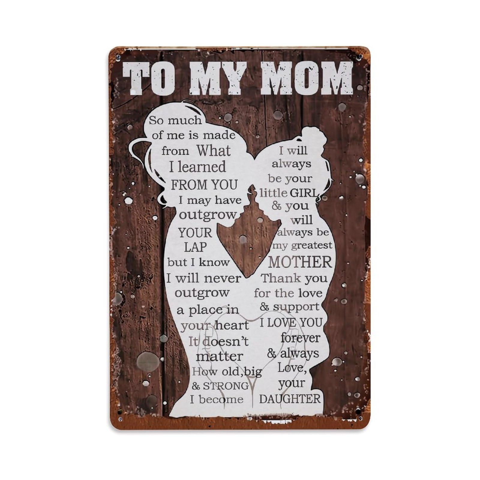 Nestemfo Vintage To My Mom Daughter Love Tin Sign Metal Sign, Living Room,Bar, Home, Bedroom Wall Decor,Retro Metal Poster 8X12 Inches