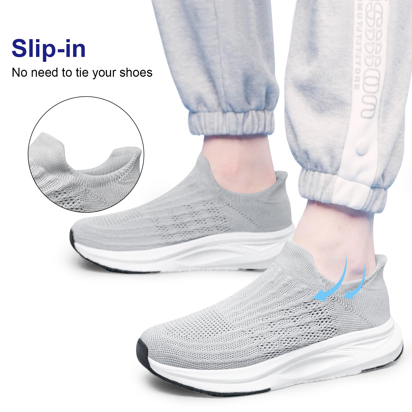 vibdiv Zapatos sin cordones para mujer, zapatos deportivos sin cordones, informales, cómodos