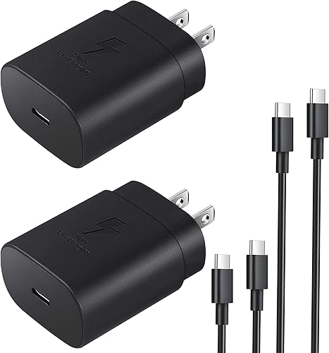 Cargador súper rápido para Samsung S22S21, cargador tipo C paquete de 2 Adaptador de corriente de pared Bloque de carga compatible con Galaxy Cargador súper rápido para Samsung S22S21, cargador tipo C paquete de 2 Adaptador de corriente de pared Bloque de carga compatible con Galaxy