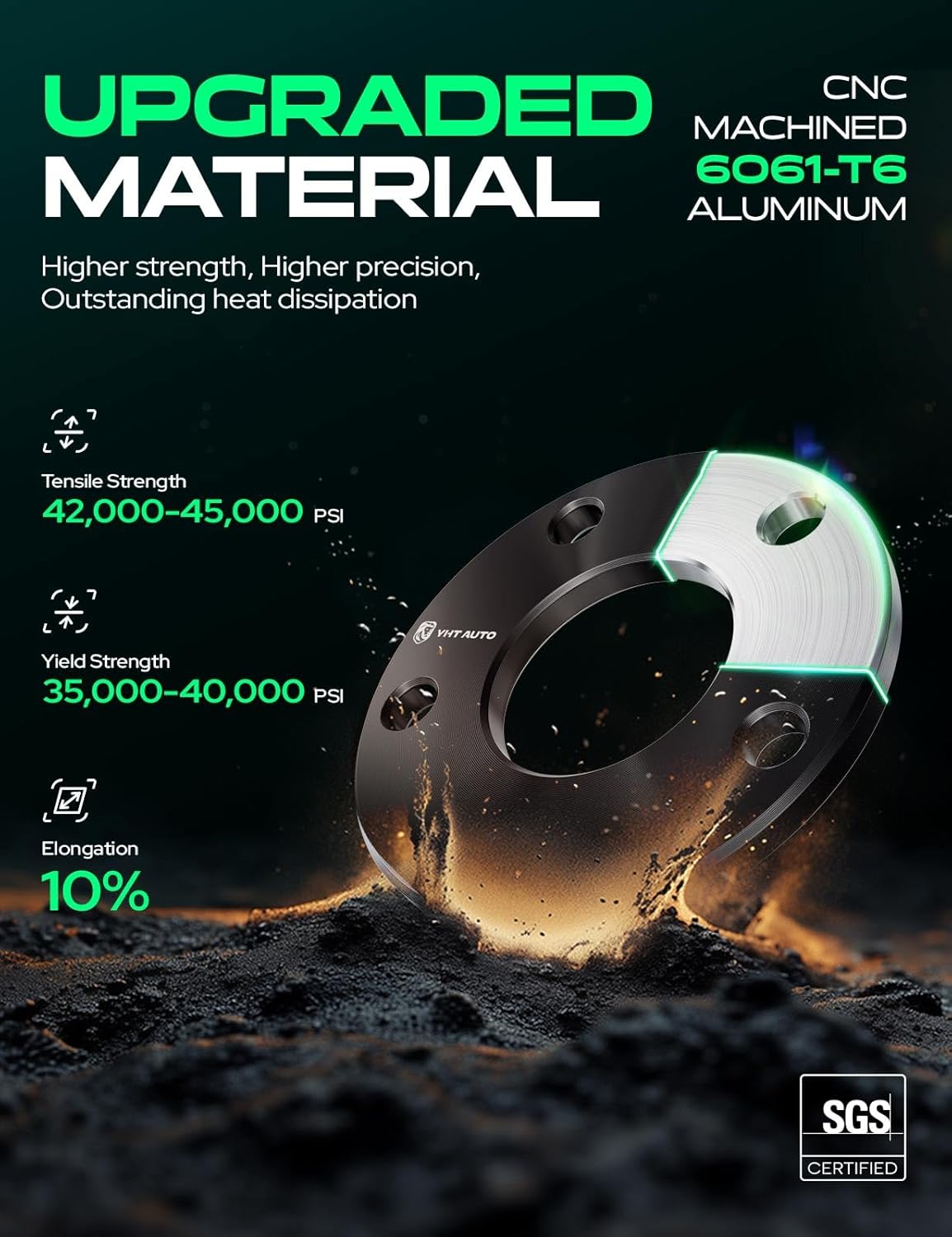 YHTAUTO 5x100/5x112mm Hub Centric Wheel Spacers 10 mm Compatible with Audi, Volkswagen Models, A4, TT, Jetta, Passat, Golf Tire Spacers w/ M14x1.5 Studs, 57.1mm Hub Bore 5 Lug 4PCS Black - Image 6