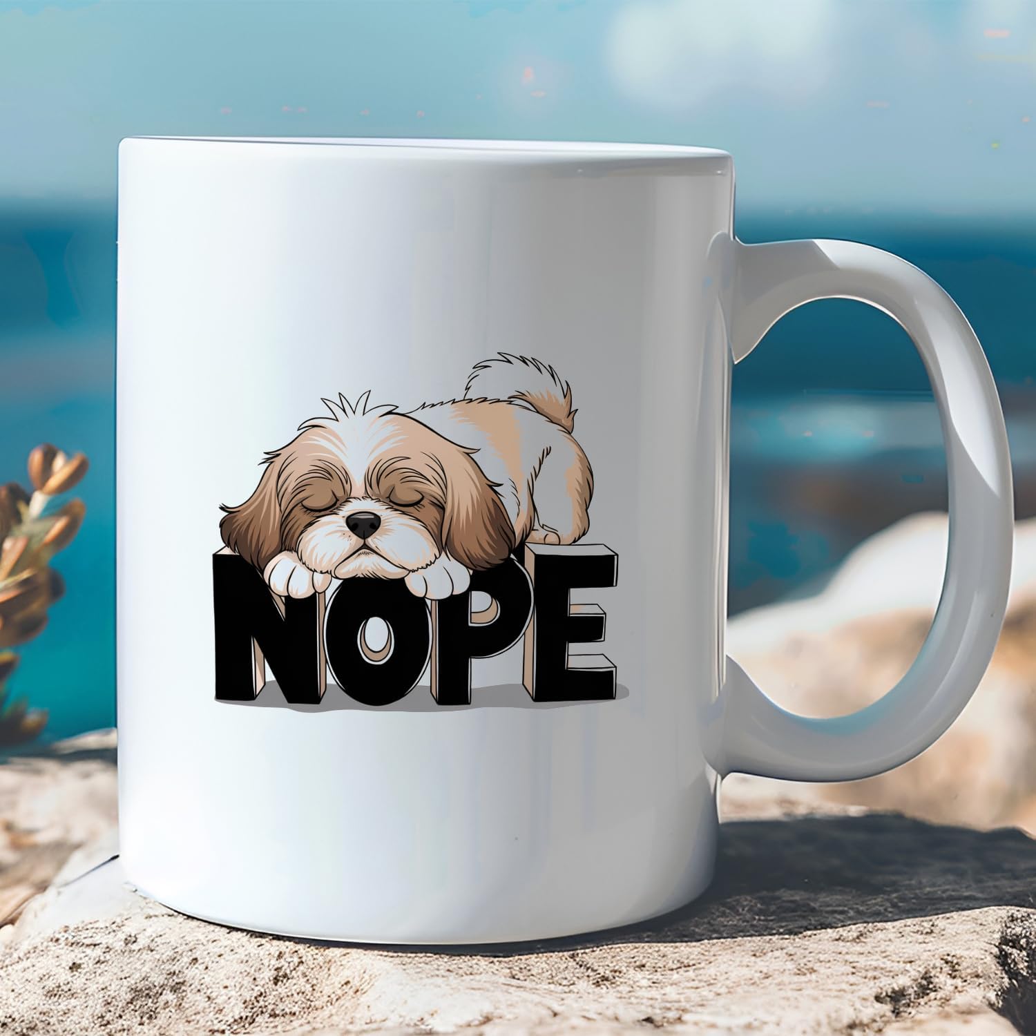 Nope Lazy Dog Funny Shih Tzu Lover Coffee Mug, Gift For Men, Women, Coffee Cups 11oz - Image 2