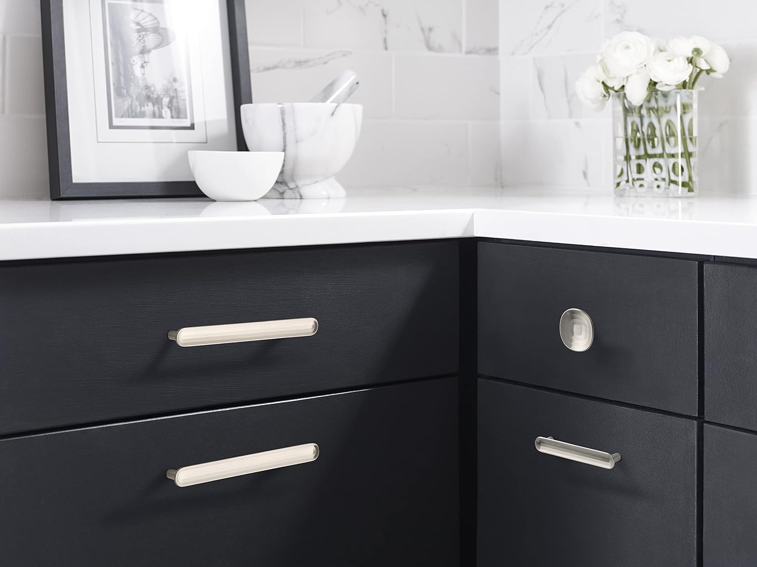 Amerock | Cabinet Knob | Satin Nickel | 1-9/16 inch (40 mm) Diameter | Concentric | 1 Pack | Drawer Knob | Cabinet Hardware