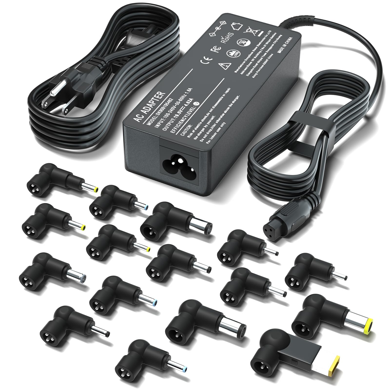 Caricabatterie universale da 90 W compatibile con HP Asus Gateway Acer Lenovo IBM Dell Toshiba Samsung Sony Fujitsu Notebook Ultrabook Chromebook Computer Power Supply Cord Adattatore CA con 16