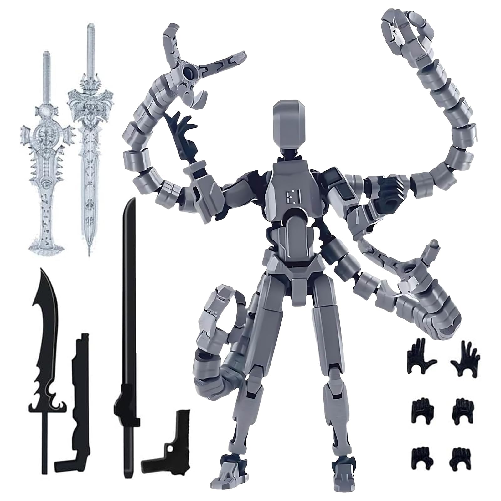 EujRcf T13 Action Figure, 3D Printed Dummy, Multi-Jointed Movable Robot Toys, Kids' Play Action Figures Set, Lucky T 13 Figures, Man Teens Gift for Game Lovers