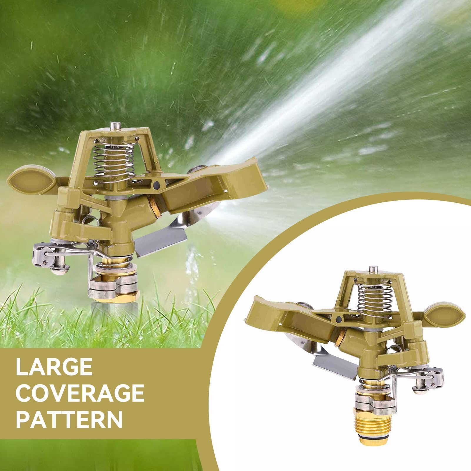 Irrigatore a Impatto in Ottone da 1/2 Pollice, 1 Pezzi Irrigatore a Spruzzo in Lega di Zinco Regolabile a 360° Testa Dell'irrigatore Per Carichi Pesanti con Ugelli Ruota L'irrigatore(1/2 pollice)