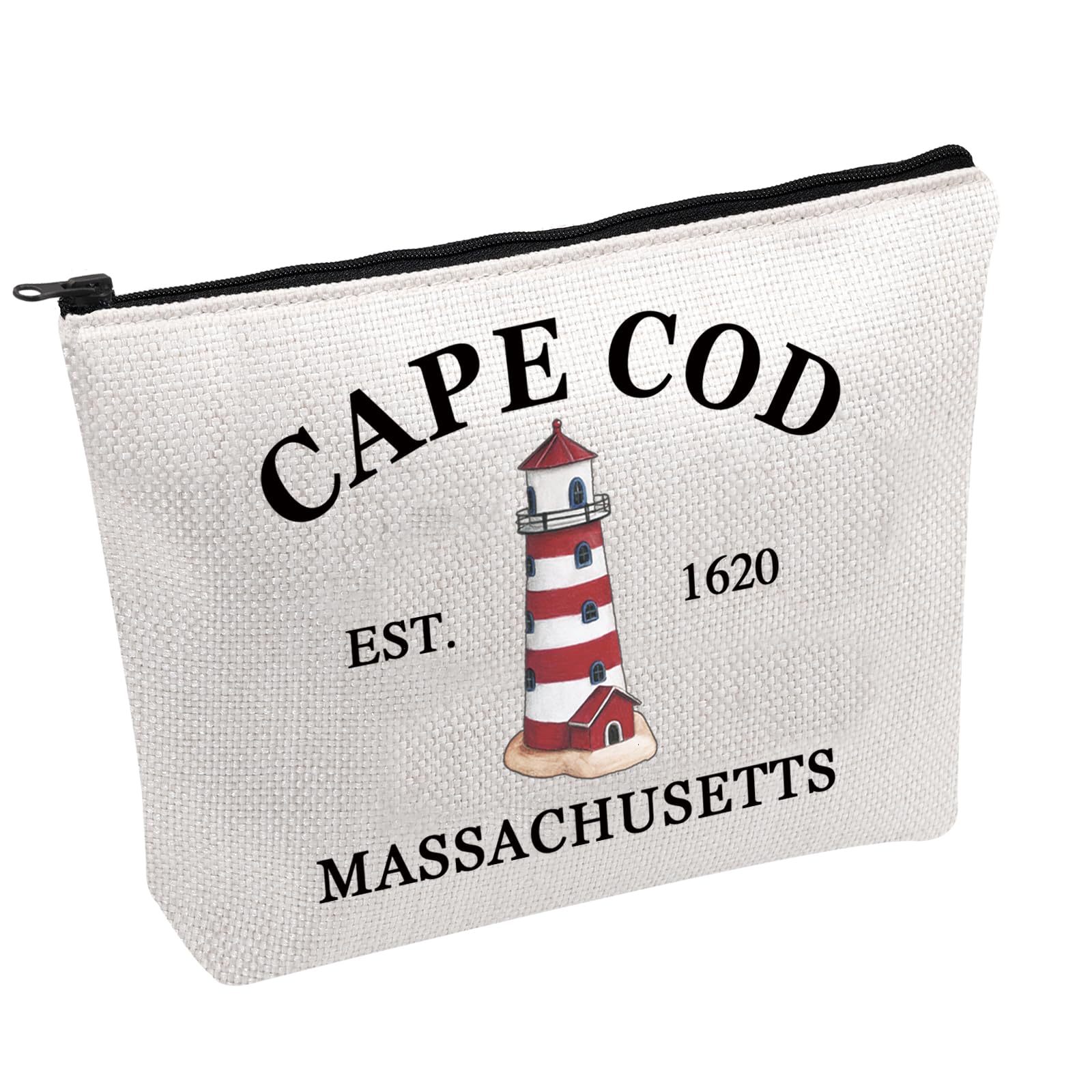 PWHAOO Massachusetts Beach Ocean Makeup Bag Cape Cod Massachusetts Est 1620 Cosmetic Bag Cape Cod Lover Gift (Cape Cod B)