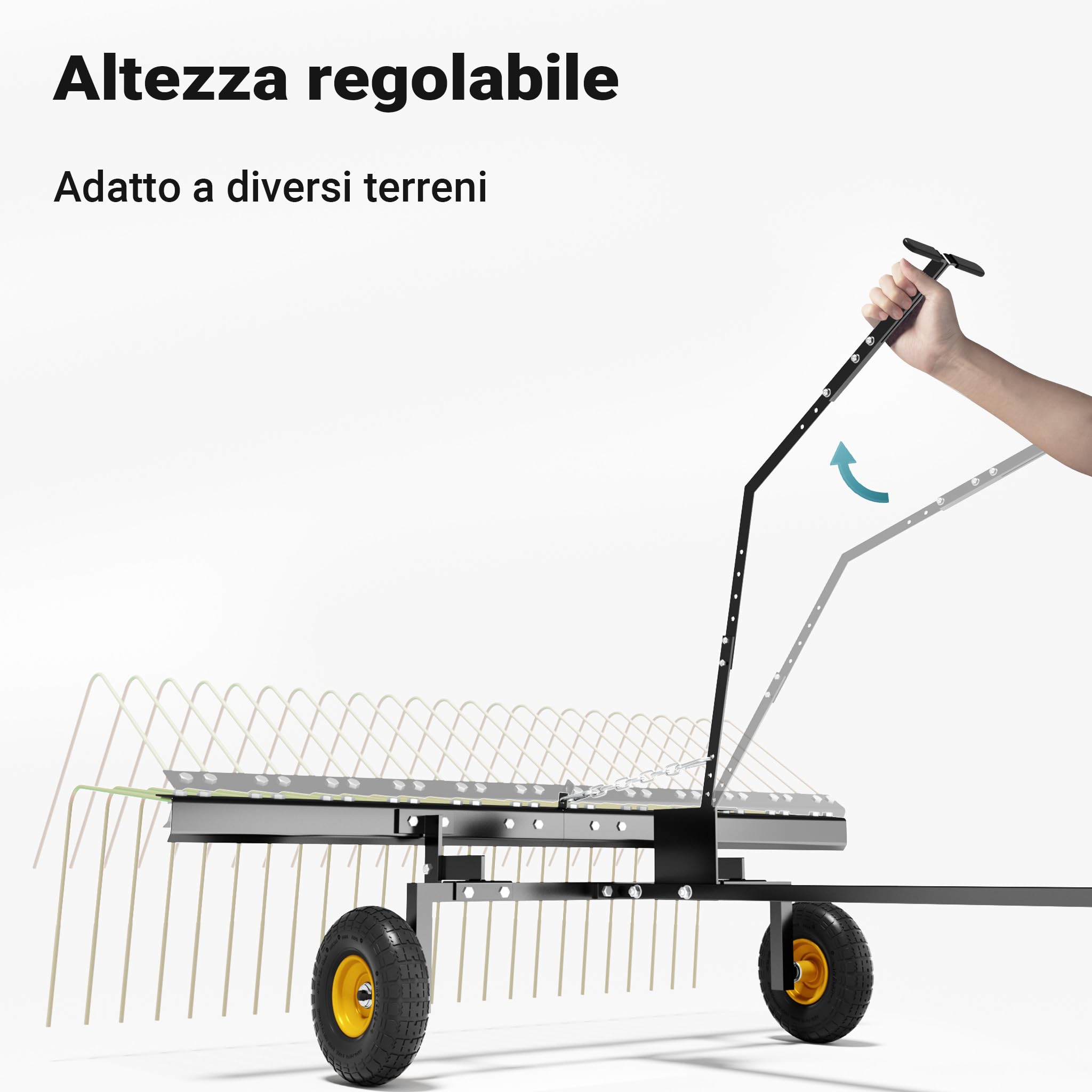 Wiltec Strigliatore a molle trainato per prato 60" Larghezza di lavoro 148 cm Arieggiatore per trattorini Quad