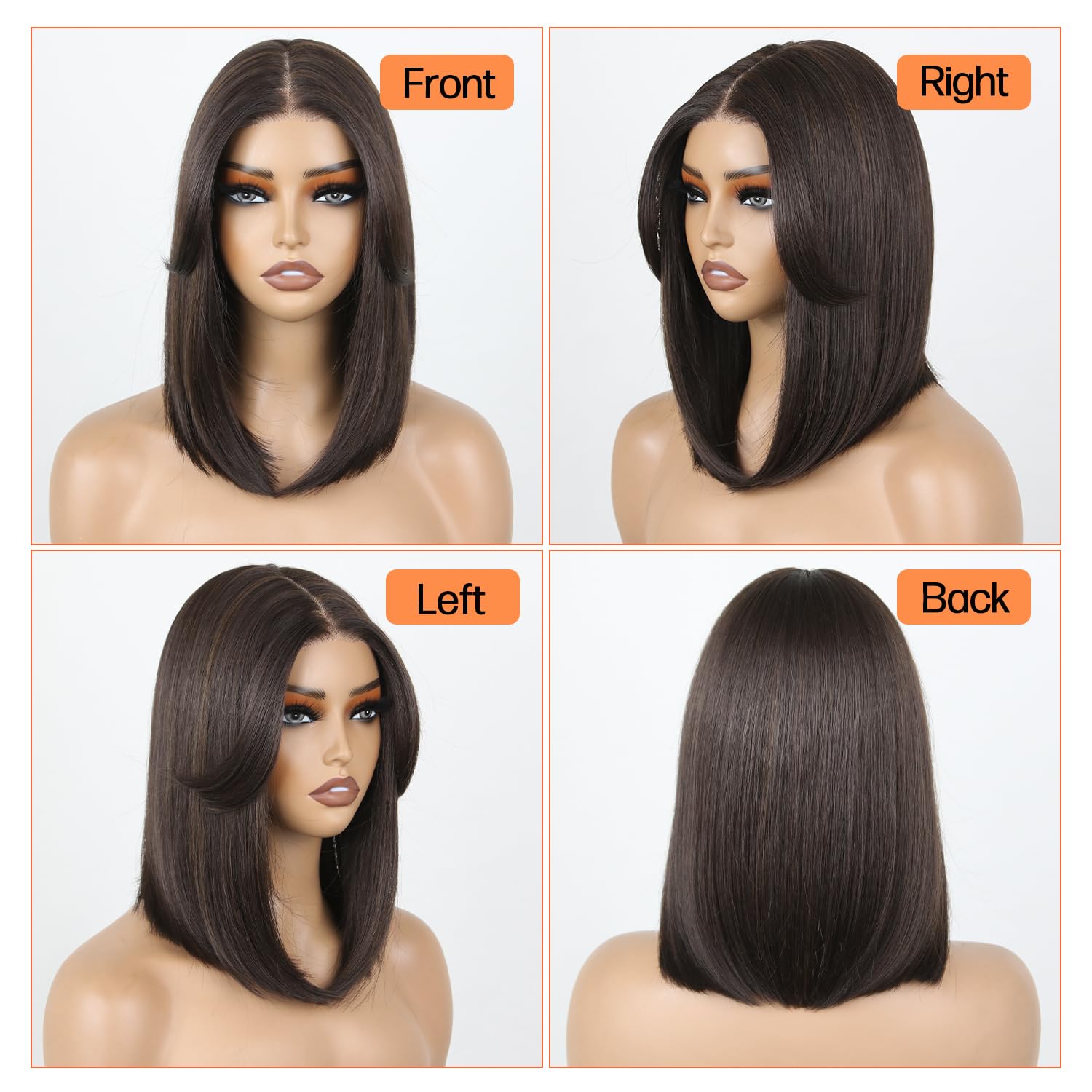 Style Icon Glueless Bob Wig 30 cm (12 cali) czekoladowa brązowa wstępnie zebrana końcówka T dla początkujących krótka peruka z syntetyczną koronką (kolor: F5/6A)