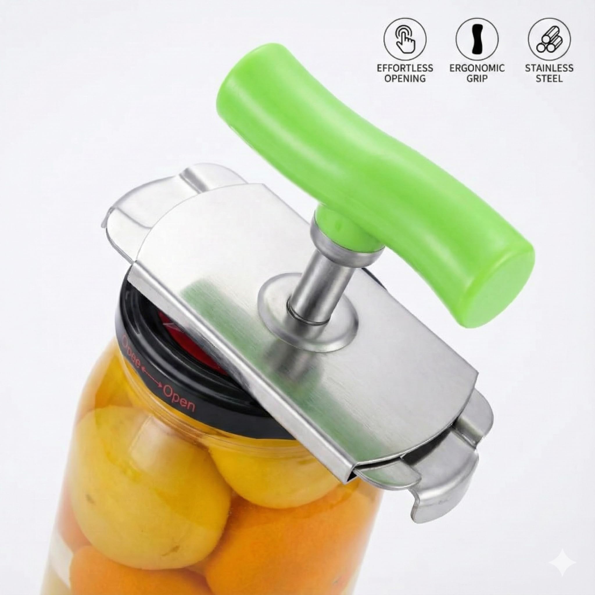 Vios Store Kavanoz Kapağı Açıcı – Ayarlanabilir Metal Kavanoz Açacağı, Ergonomik Silikon Saplı, Güç Gerektirmeyen Kaymaz Kapak Açıcı, Mutfak Yardımcı Gereci
