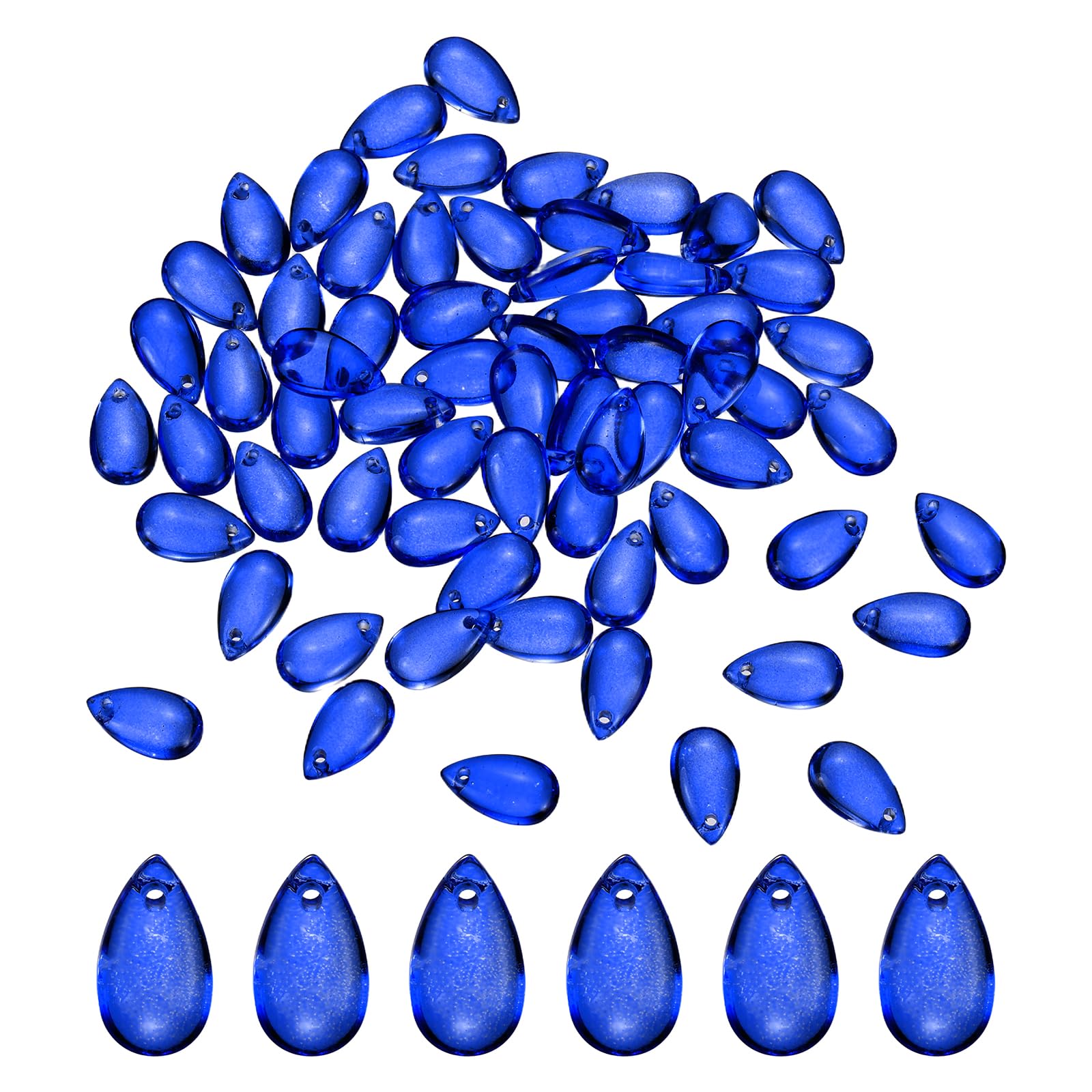 sourcing map 100 Pcs Teardrop Crystal Glass Beads, 8x14mm Teardrop Glass Charm Pendants Water Drop Beads Top Drilled for Jewelry Making DIY Craft Bracelets Necklace, Dark Blue โ image 1
