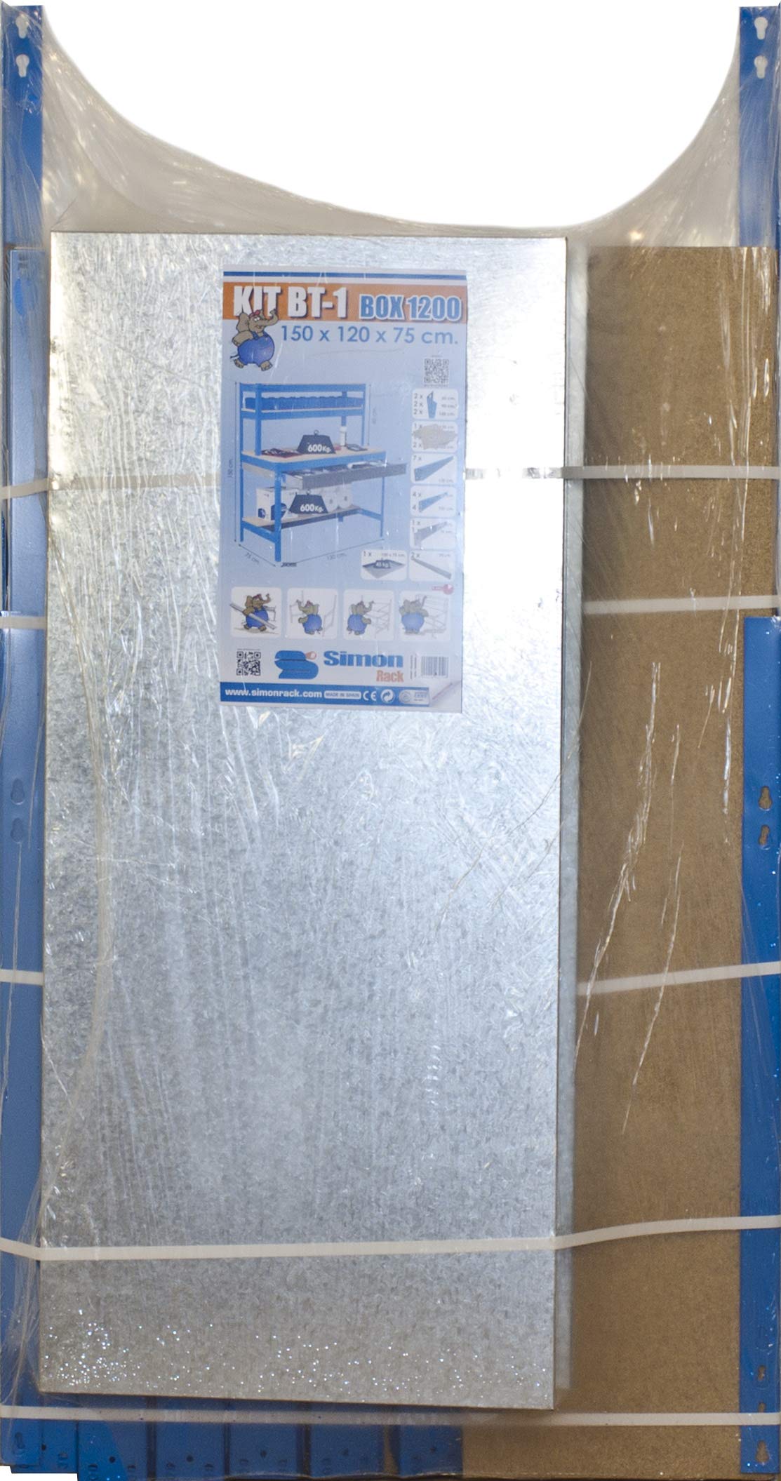 Simon Rack Banco de Trabajo con 3 repisas y cajón 910x610 mm - BT1 | Capacidad Carga 400 kg, Pintura anticorrosión, Galva , Montaje sistema clic