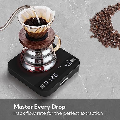 Miniatura 6 de Báscula de café con temporizador automático, mini báscula de espresso recargable con temporizador, escala de alta precisión de 4.4 lbs0.00 oz para