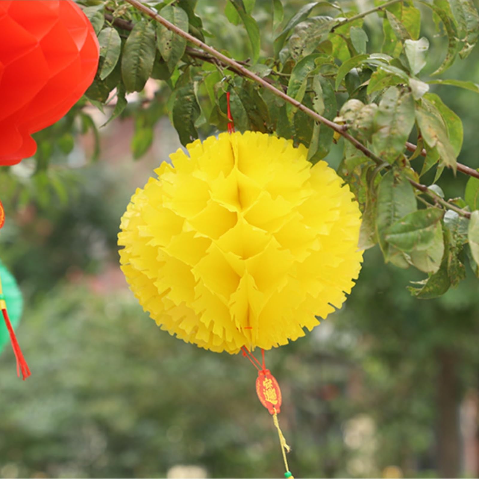 Papierowe Lampiony Zestaw 5 Kolorowych Papierowych Lampionów W Kształcie Kulek O Strukturze Plastra Miodu, Dekoracja Na Imprezę Dekoracje Imprezę(26cm)