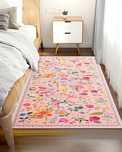 Miniatura 7 de Alfombra bohemia lavable de 4 x 6 pulgadas, antideslizante, con pelo bajo, para sala de estar, dormitorio, oficina, sala de juegos, entrada, cocina,