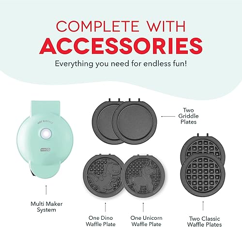 Miniatura 8 de DASH - Miniwaflera multifunción con seis placas removibles de 4 pulgadas Waflera y plancha 4 en 1 mini para niños y familias, superficie