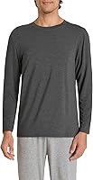 Latuza Men's Bamboo Viscose Long Sleeve Pajama Top - Soft Breathable Crewneck Sleep T-Shirt for Ultimate Comfort