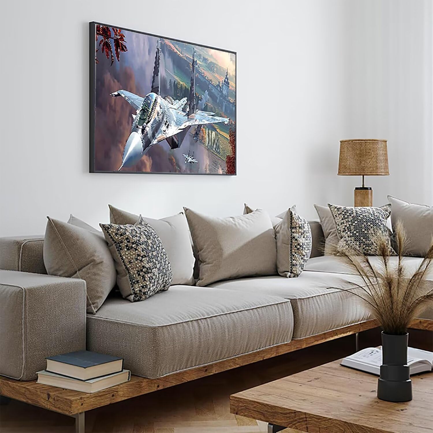 Malen Nach Zahlen Flugzeug, Malen Nach Zahlen Erwachsene Landschaft Acrylmalerei Set, DIY Rahmenlos Malen Nach Zahlen Kinder ab 10 Jahre Mädchen Kunsthandwerk Geschenk für Home Wall Deco 60x120cm O-5