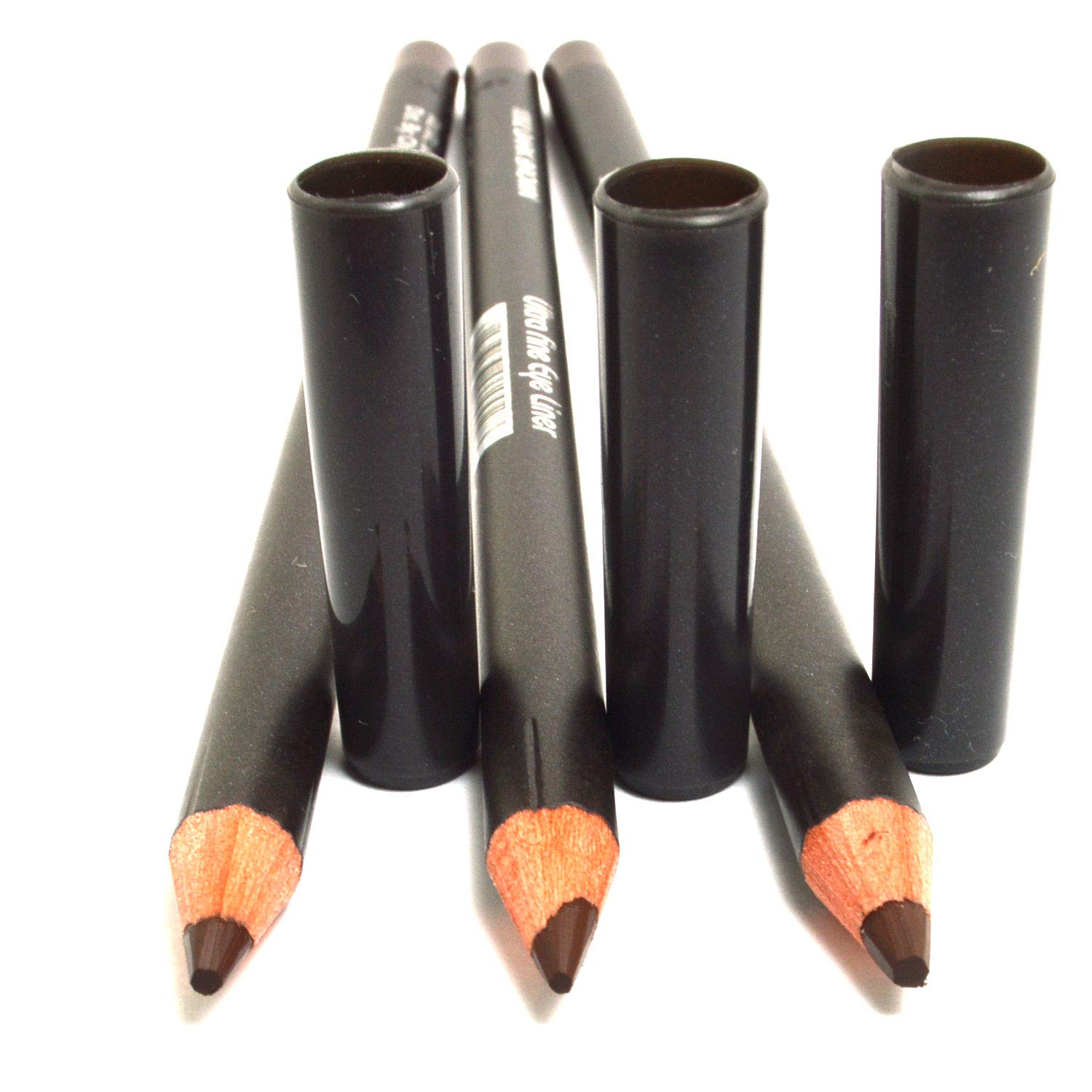 3 Pcs x Italia Deluxe 1002 Dark Brown Ultra Fine Eye liner Pencil Eyeliner Set Free ZipBag Full