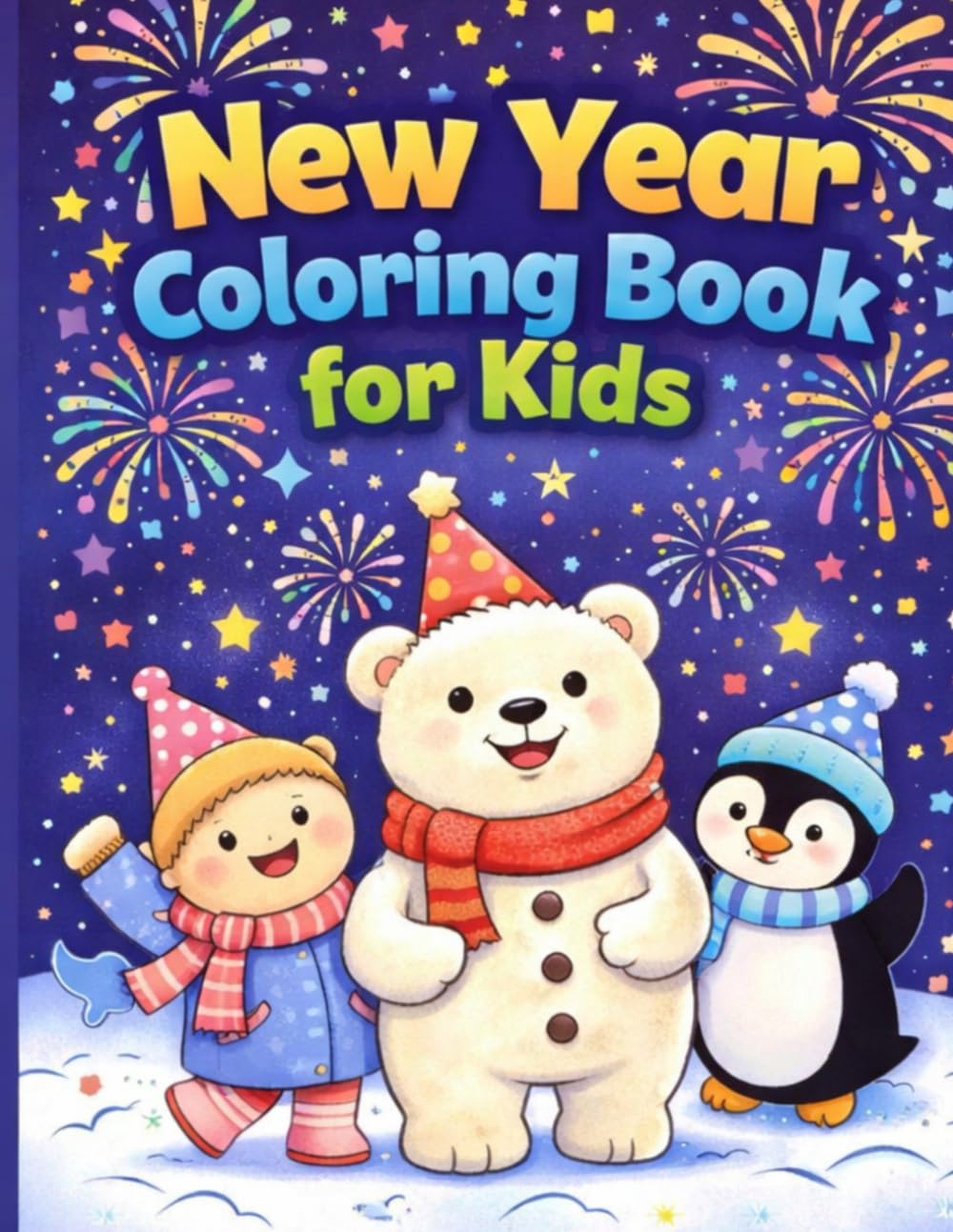 New Year's Coloring Pages for Kids: Fun winter pages featuring fireworks, animals, dreams, and new beginnings for ages 3–8