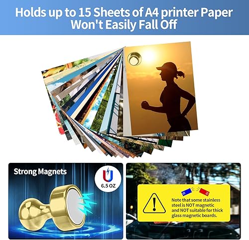 Miniatura 3 de Paquete de 20 imanes dorados para nevera para pizarra blanca, imanes de oficina para refrigerador, pizarra blanca, cartelera en cocina, aula, escuela