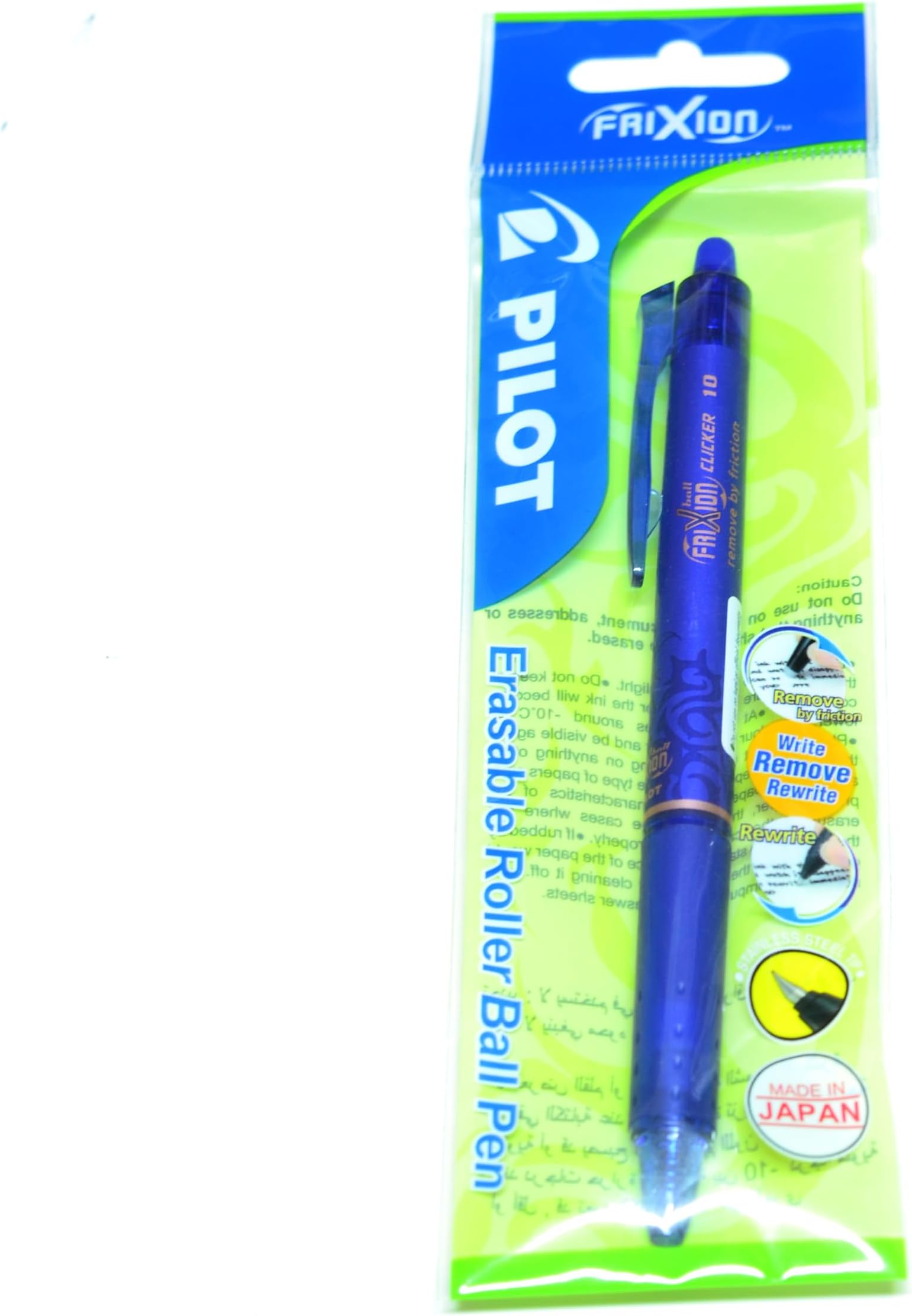 Pilot Frixion Clicker Roller Ball Pen, 1.0 mm Tip Size, Blue