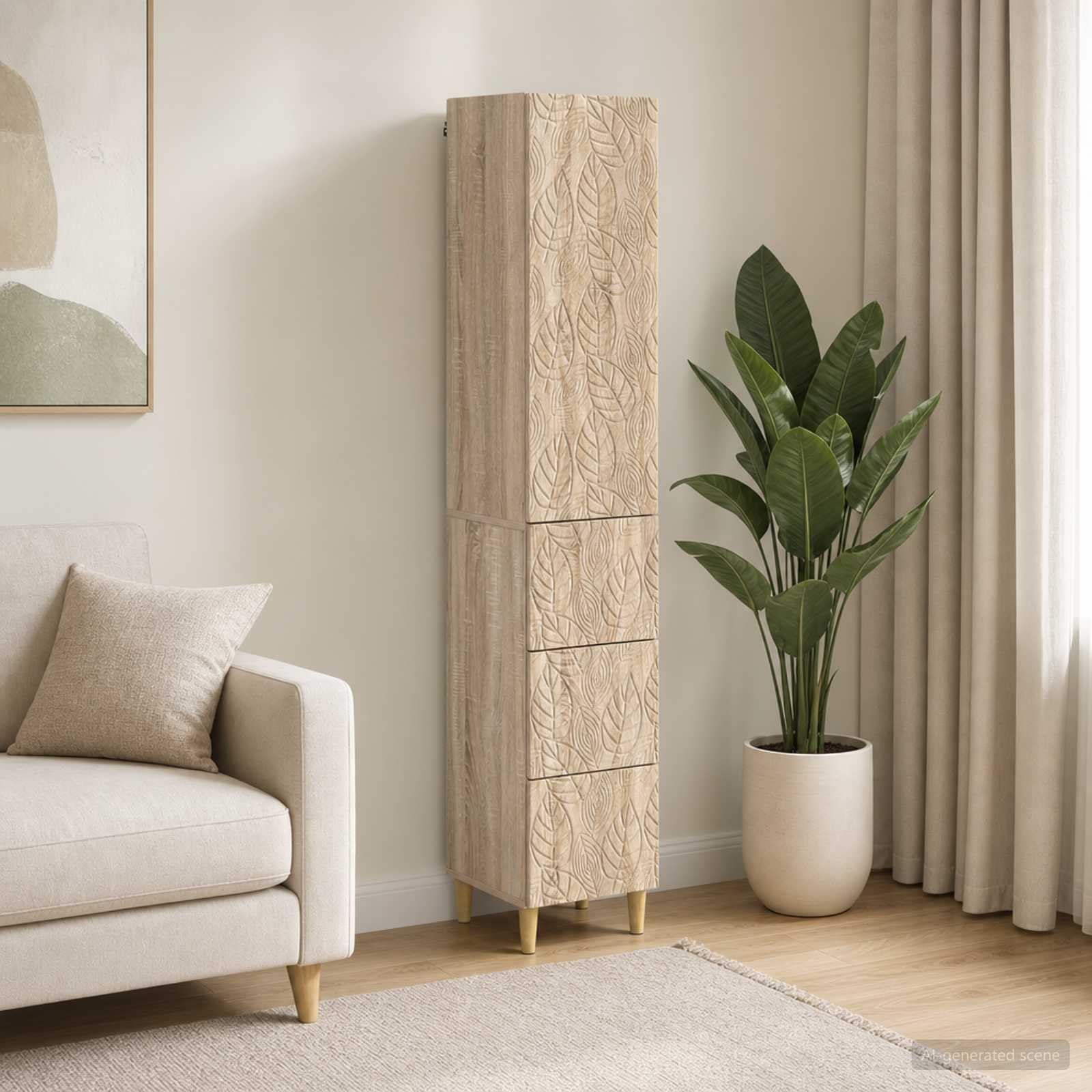 Juego de 2 armarios 33 x 34,5 x 90 cm de madera de roble Sonoma