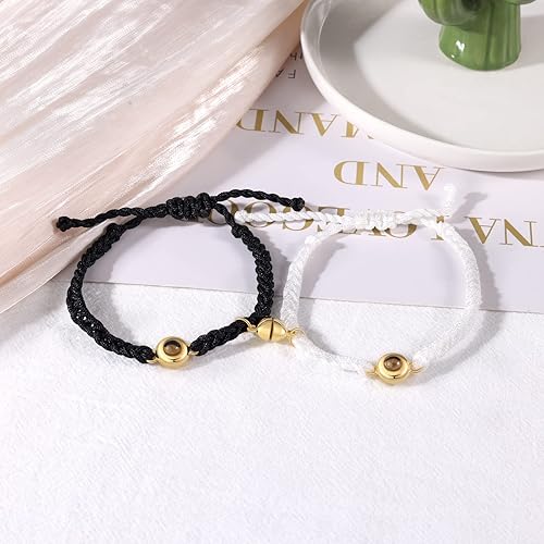 Miniatura 5 de Pulsera personalizada con imagen en el interior, pulseras personalizadas para parejas de proyección de fotos para él y ella, pulseras a juego para