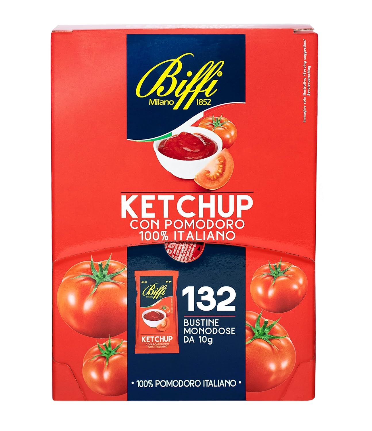 Italian Gourmet salsa ketchup Ketchup Sauce für Burger Panini 6 x 10g | Monoporzioni pratiche, gusto agrodolce; ideal zu Pommes, Hotdog, Grillparty, Gesamtnettogewicht 60 g + Kostenlos Polpa 400g