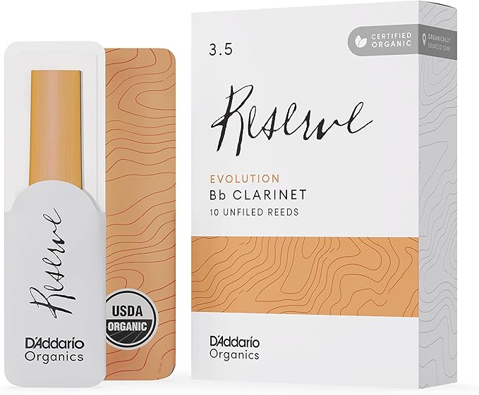 D'Addario Orgánico Reserve Evolution Bb Cañas para Clarinete - Cañas Clarinete - La Primera y única Caña Ecológica - 3.0 Fuerza, 10 Paquete
