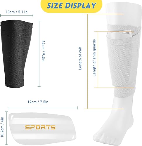 Miniatura 9 de 2 pares de espinilleras de fútbol con mangas de protección para espinilleras para adultos y jóvenes, para niños y niñas, juegos de fútbol,