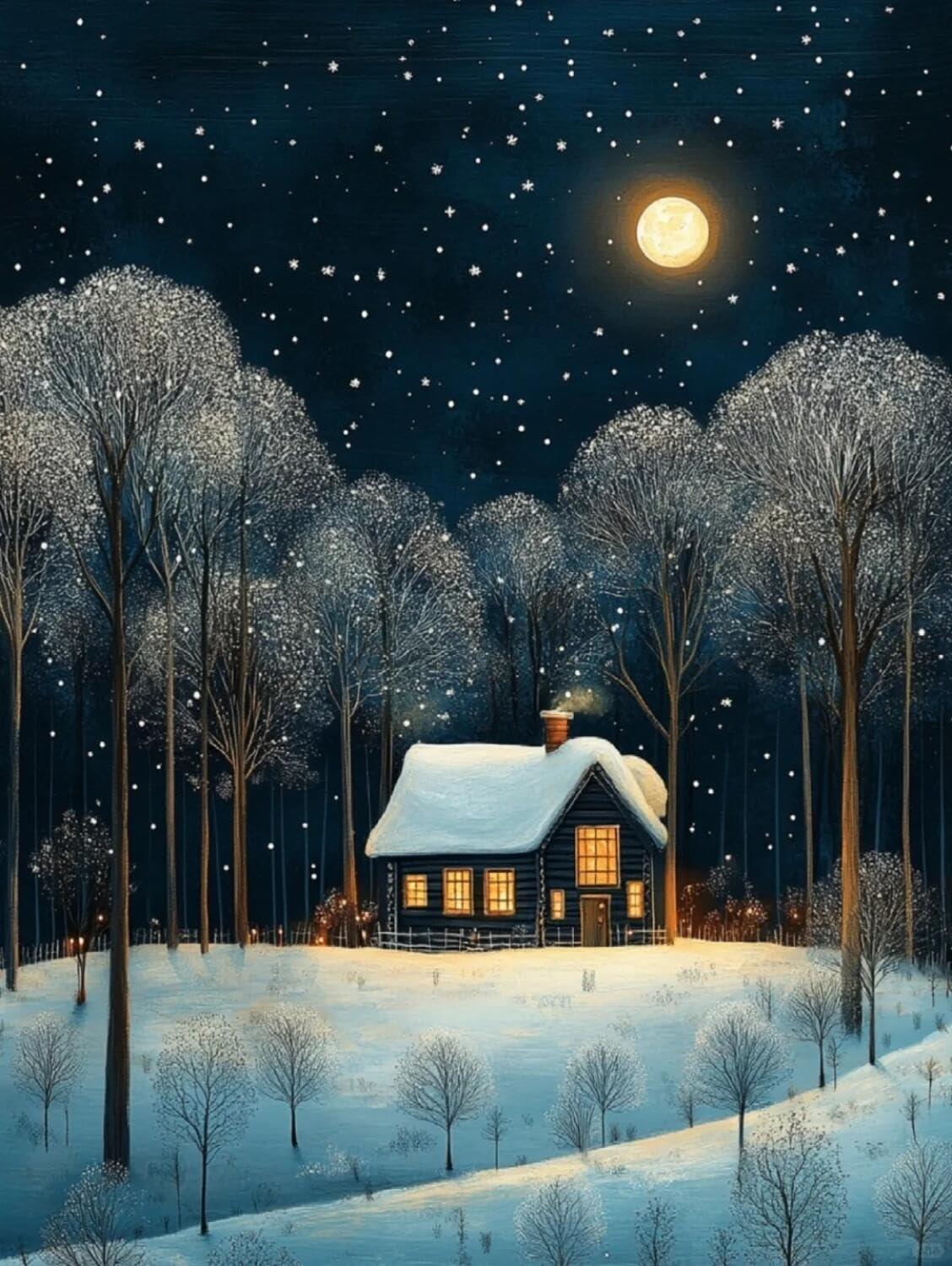 Rqwybcaxn Bead Cross Stitch Kits House in the Snow 40x50cm