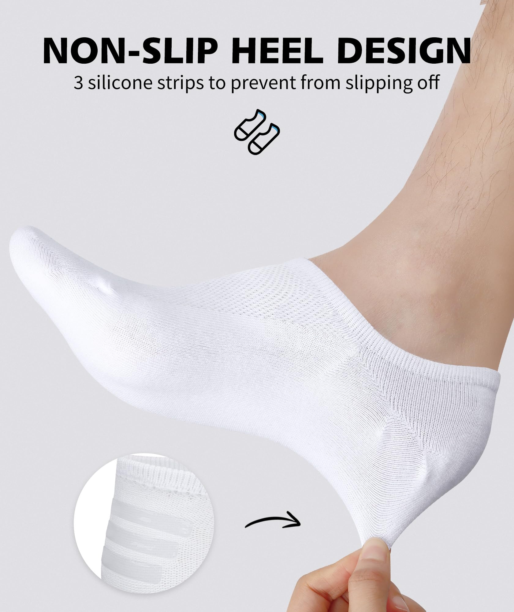 CLOSEMATE 6 Paar Füßlinge Damen Herren Rutschfestes Silikon und Atmungsaktives Mesh Baumwolle Sneaker Socken Weiche und Bequeme Unsichtbare Socken Elastische 168-Nadel