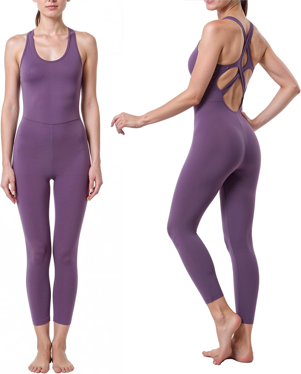 LOVESOFT Workout Jumpsuits for Women Sleevesless Bodycon Backless Unitard