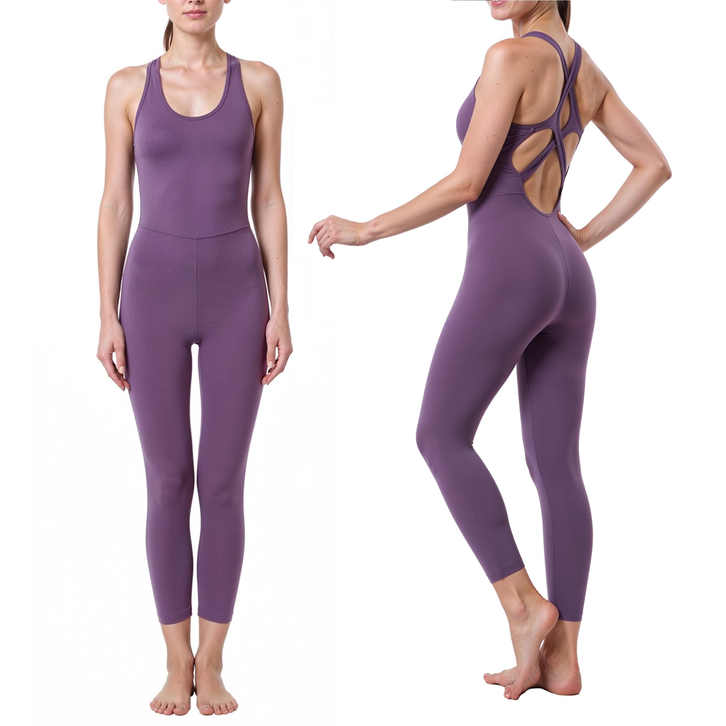 LOVESOFT Workout Jumpsuits for Women Sleevesless Bodycon Backless Unitard