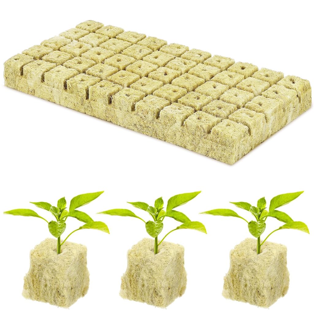 HASTHIP® 50Pcs Seed Starter Rockwool Hydroponics Growing Seed Starter Cubes 0.98 inches Rockwool Cubes Cubes