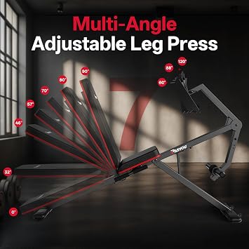PASYOU Leg Press Machine, Adjustable Weight Bench with Leg Extension Machine, Leg Press Machines for Home Gym, Leg Workout Machine Compatible with 1'' and 2'' Weight Plates