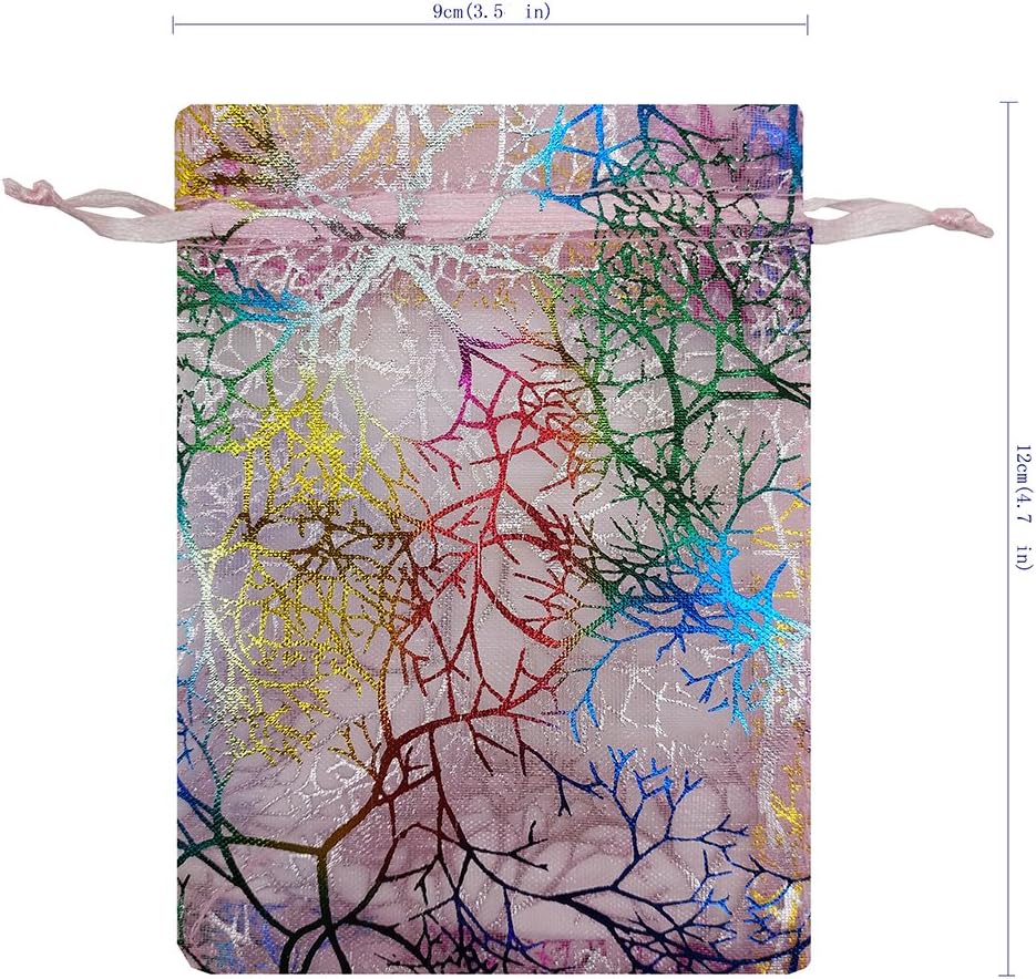 Up To 50% OFF Ankirol 100pcs Sheer Organza Favor Bags for Wedding Baby Shower Rattan Print Gift Bags Samples Display Drawstring Pouches (3x4, Gold)