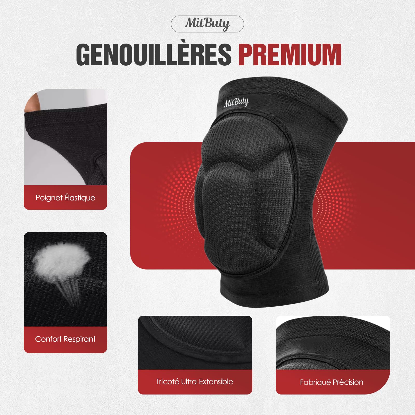 Genouillères de Protection pour Sport et Travail – Idéales pour Volleyball, Danse, Handball, Jardinage et Travaux – 1 Paire Épaisse en Mousse Genouillère pour Hommes, Femmes et Enfants - 3