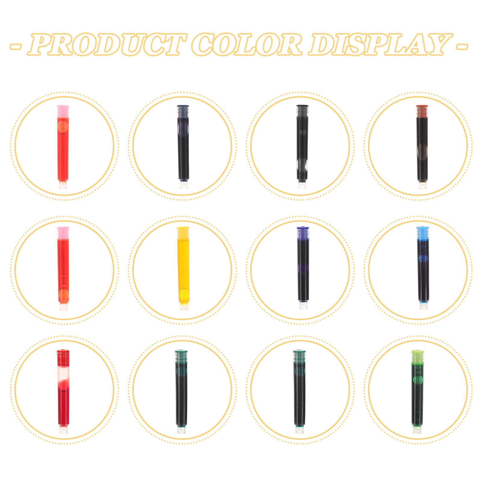 240 cartuchos de tinta para pluma estilográfica, 12 colores, recambios para pluma estilográfica, cartuchos de tinta recargables de 3,4 mm de diámetro para la escuela, el hogar y la
