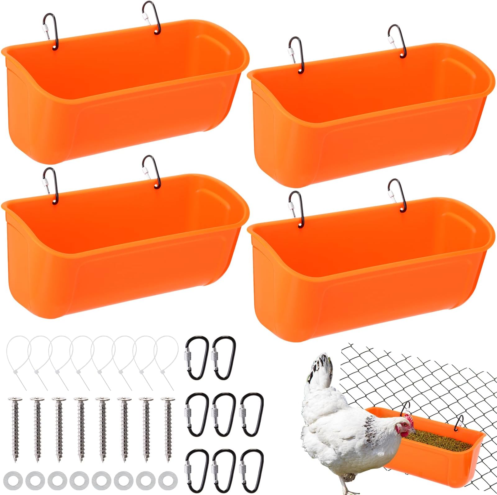 Amazon.com : Vesici 4 Pack Chicken Goat Hanging Fence Feeder with Clips