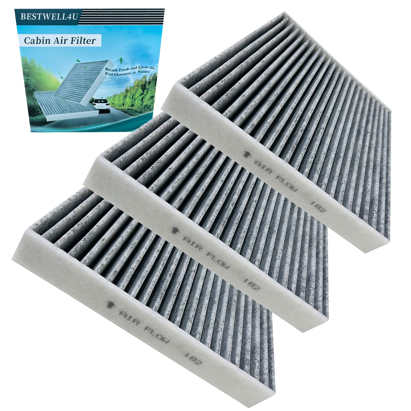 Amazon.com: 3 Pack Activated carbon BW182 Cabin air filter for