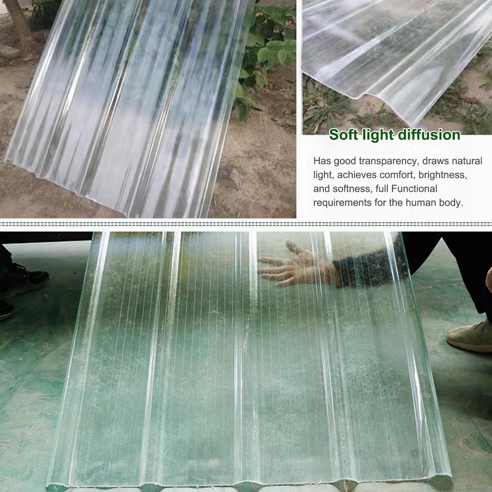 Paneles para Tejado de 1,2mm,Placa Ondulada FRP,Placas Techo Resistente a La Intemperie,Plancha Transparente Anti-UV,Chapas Perfiladas Techo con Tornillos,para Garajes (0.9x1.5m/35x59in)