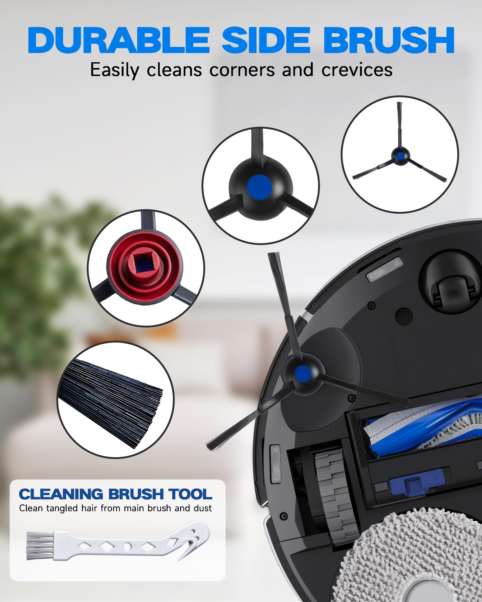 19 Pezzi Accessori per ECOVACS T30 Omni/ T30 PRO Omni Robot Aspirapolvere, Kit di Ricambio con 2 Spazzole Principali, 4 Filtri, 6 Spazzole Laterali, 6 Panni Pulizia, 1 Spazzola di Pulizia